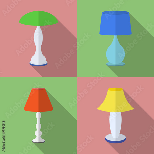 colored table lamp with long shadow
