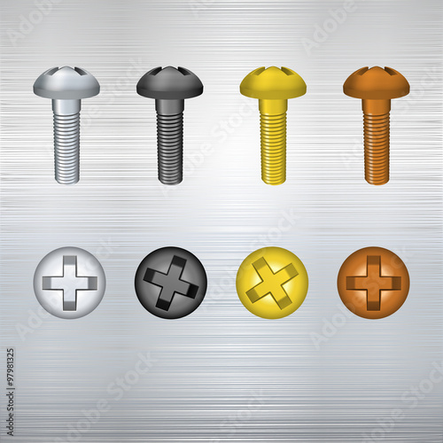 metallic screw set. Vector illustration.
