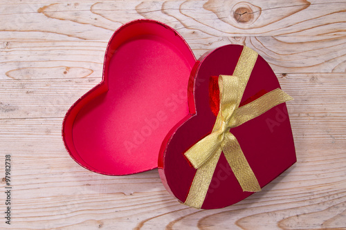 Heart box on wooden background