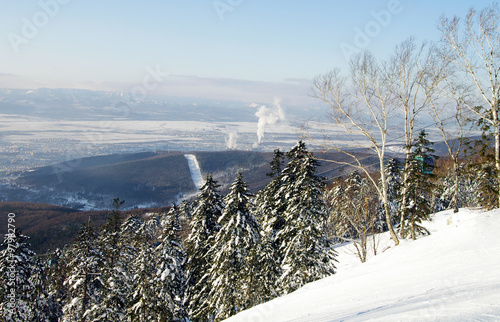 Yuzhno-Sakhalinsk, Sakhalin Island. View from the ski-run sports and technical complex 