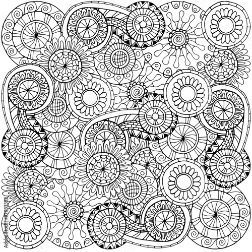 Pattern with flowers. Ornate zentangle texture with abstract flowers. Pattern can be used for wallpaper, pattern fills, web page background, surface textures.
