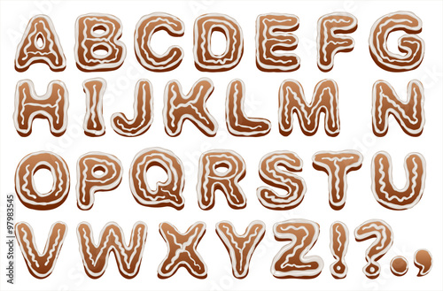 Gingerbread alphabet. Baking letters