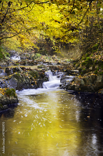 Soanan river in autumn season  Beaujolais  France