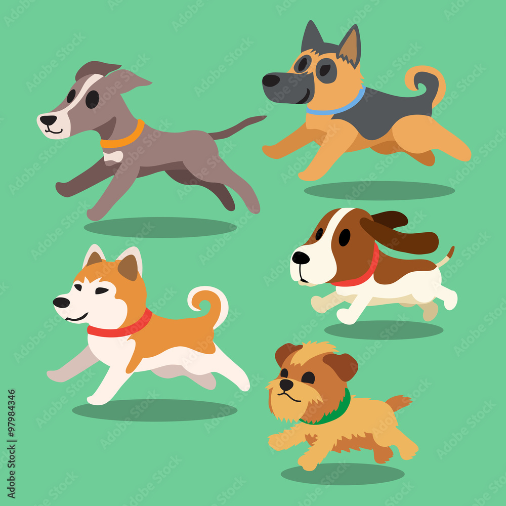 Obraz premium Cartoon dogs running