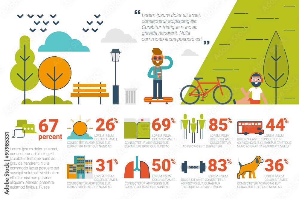Park concept Infographic icons and elements Park concept Infographic icons and elements