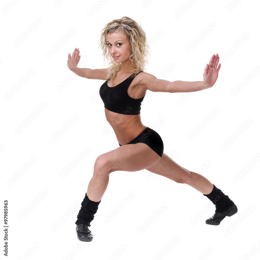 Aerobics fitness woman exercising isolated in full body. Aerobics fitness woman exercising isolated in full body.