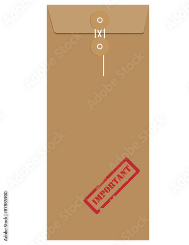 Brown long envelope with stamp important