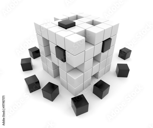 3D black and white cubes