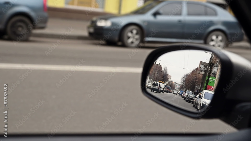 View in rear view driving mirror View in rear view driving mirror