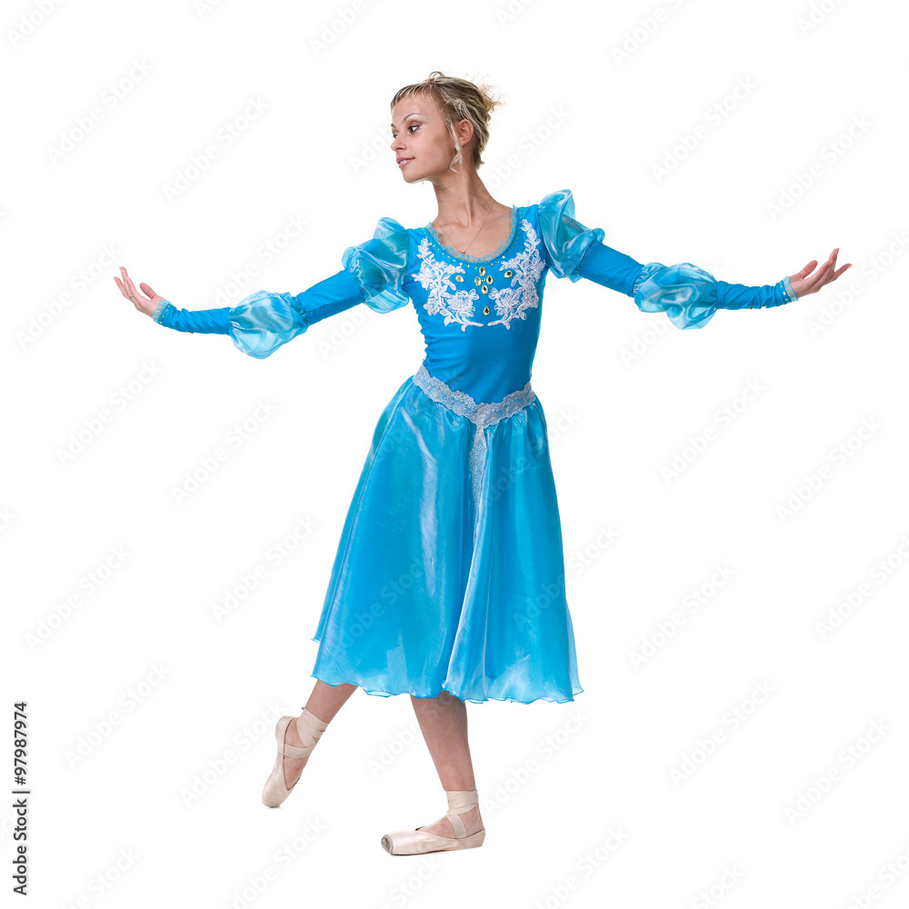 one caucasian young woman ballerina ballet dancer dancing on white background one caucasian young woman ballerina ballet dancer dancing on white background
