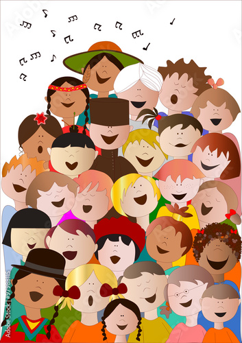 Leinwand Poster Chor von Kindern aus der ganzen Welt