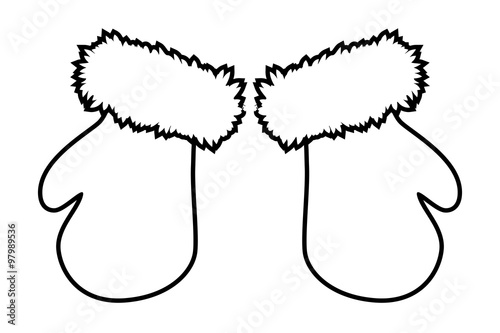 Christmas mittens silhouette, winter cartoon gloves design, icon, symbol. Winter vector illustration isolated on white background.