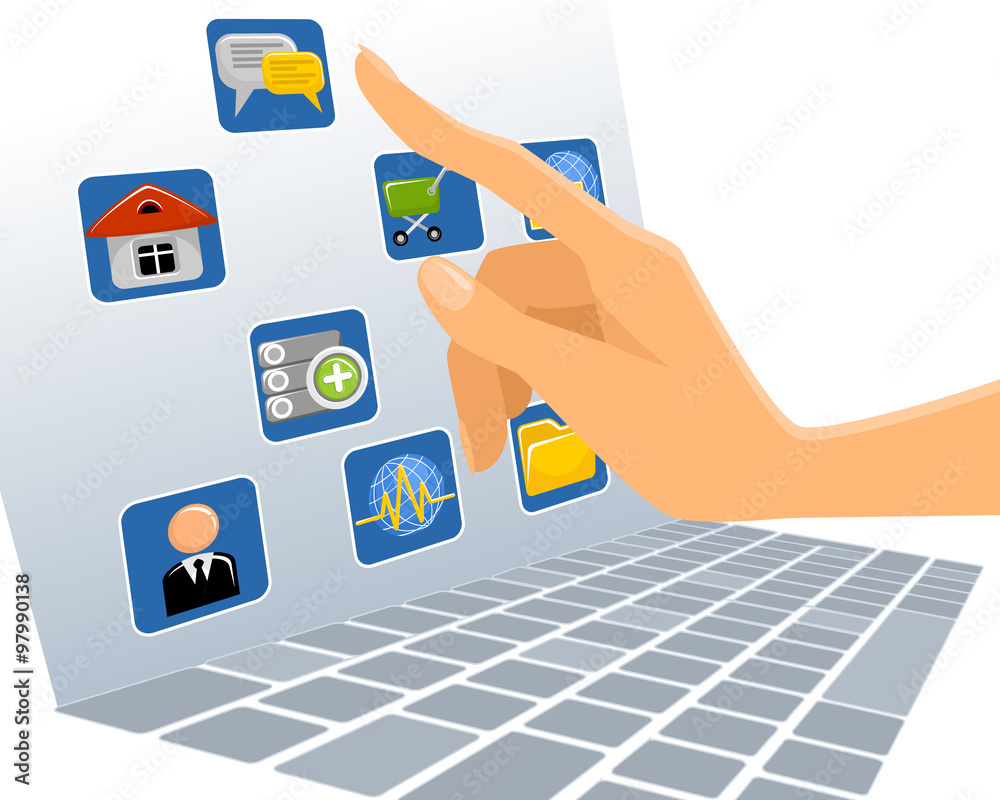 Laptop and hand