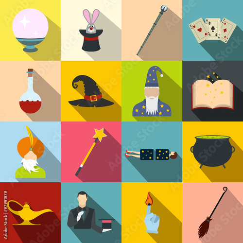 Magic flat icons set