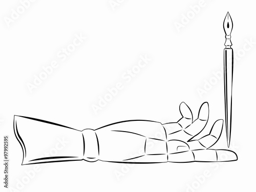 hand and pen, vector illustration