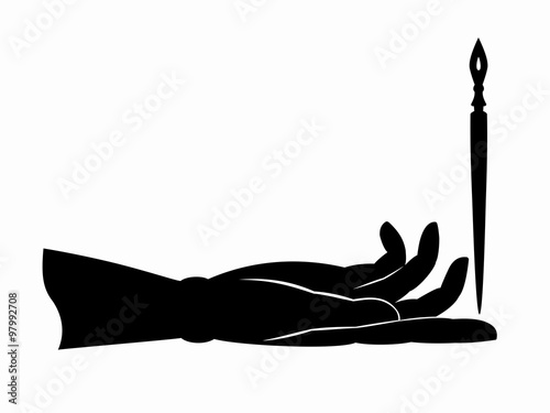 hand and pen, vector illustration
