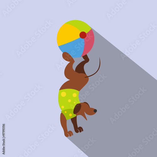 Dog ball balancing act icon