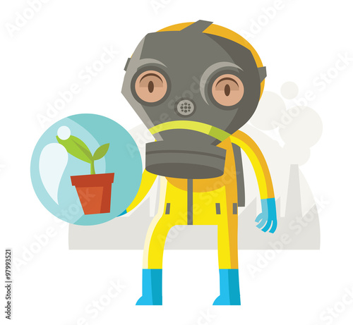 hombre con traje protector de la contaminación