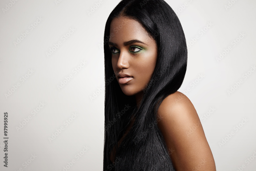 black latin woman with a straight hair Stock Photo | Adobe Stock