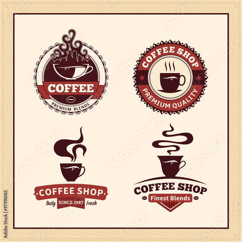 Set of Vector Coffee Shop Labels  Icons and Design Elements