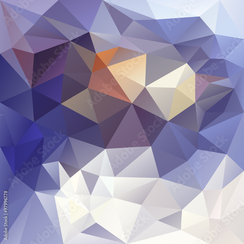vector polygon background with irregular tessellations pattern - triangular geometric design in winter color - blue, white, yellow