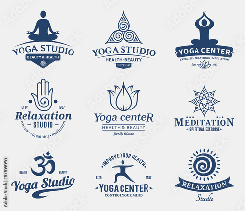 Yoga Studio Labels, Icons and Design Elements