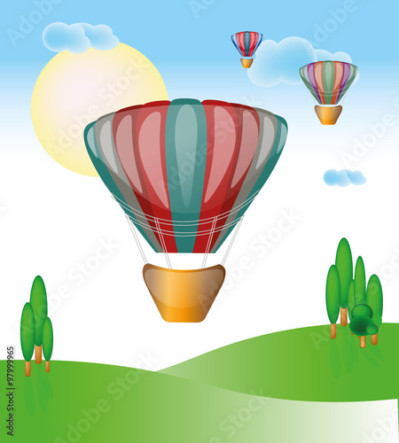 Hot Air color Balloons Flying