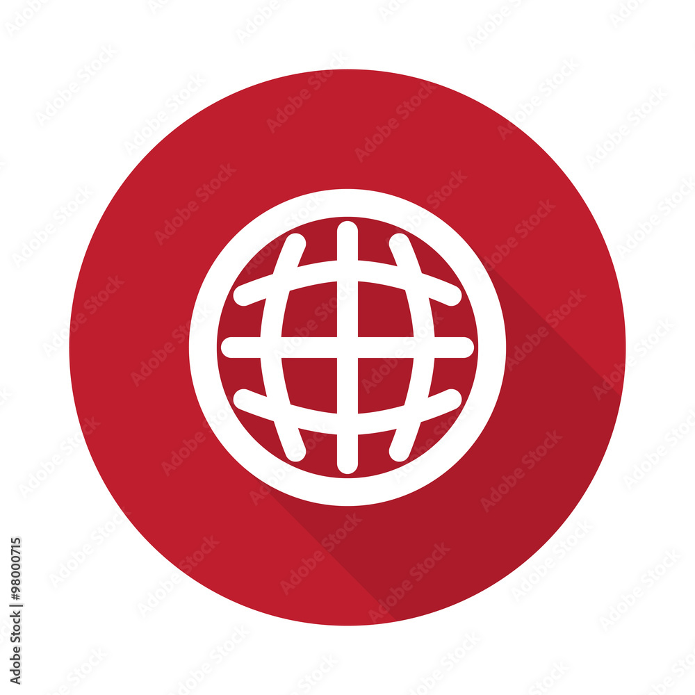 Flat International icon with long shadow on red circle Flat International icon with long shadow on red circle