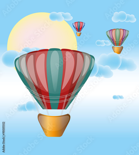 Hot Air color Balloons Flying in sky