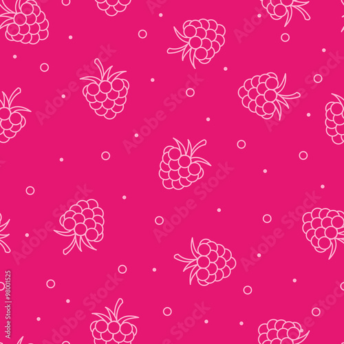 Seamless pattern with raspberries. Vector
