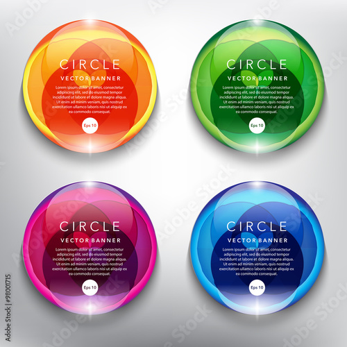 Abstract vector banner set. Glass marble with swirl design. Colorful and glossy on the white panel. Vector illustration. Eps10.
