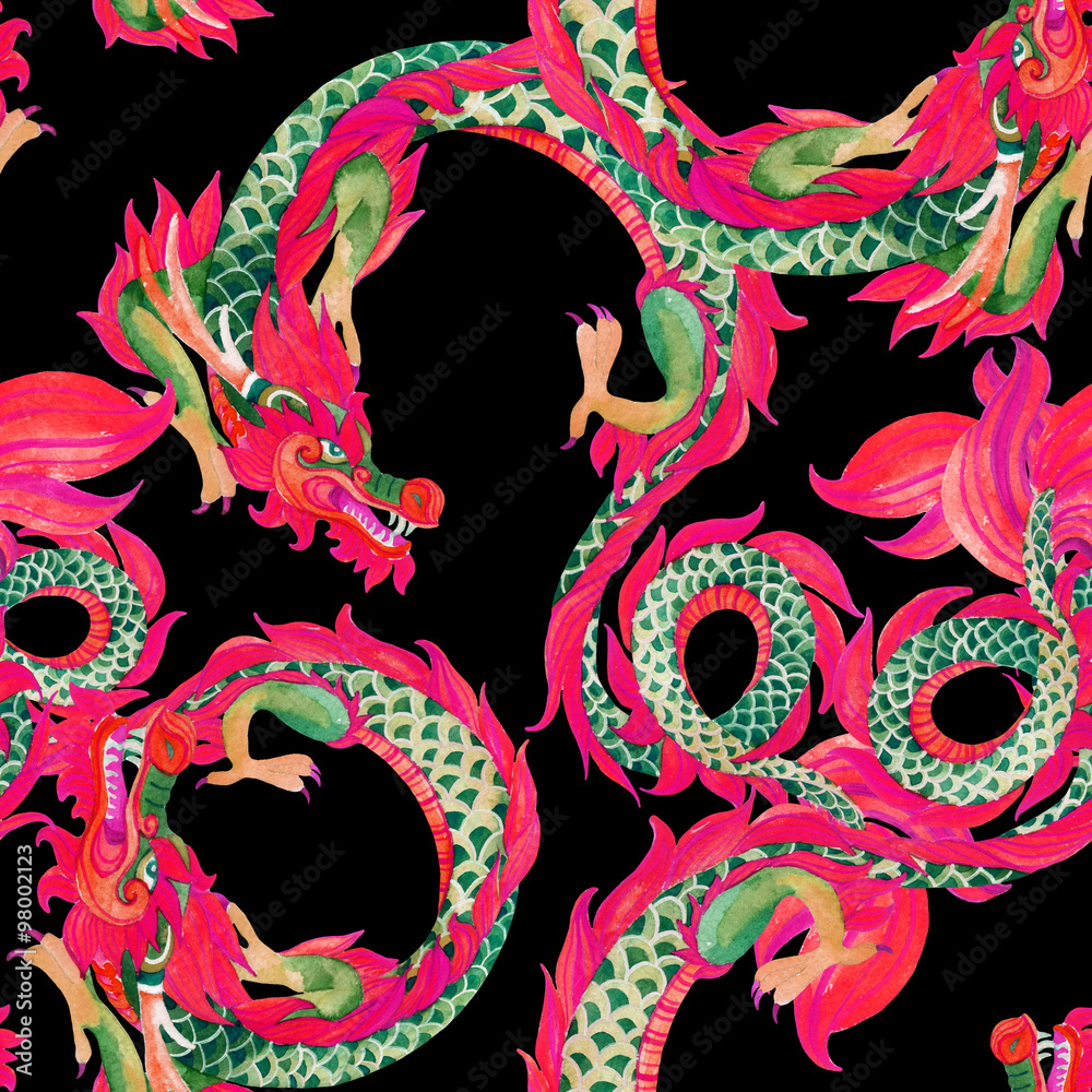 Fototapeta premium Chinese Dragon seamless pattern.