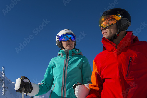 ski girl and ski boy on holiday