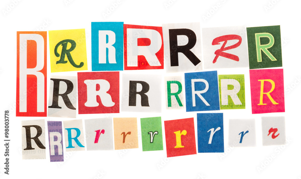 R cut out letter
