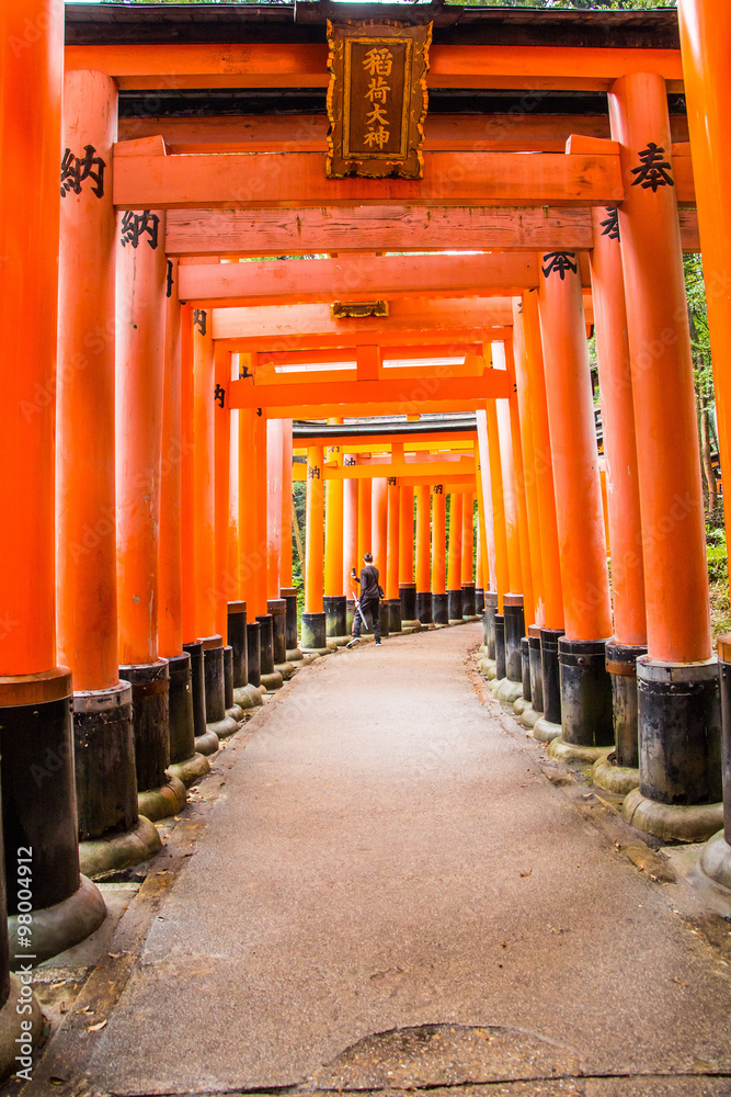 Red Torii gate of Fushimi Inari Shrine kyoto japan