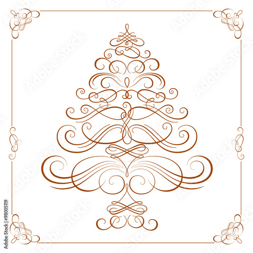 Calligraphy Christmas tree. Vector 