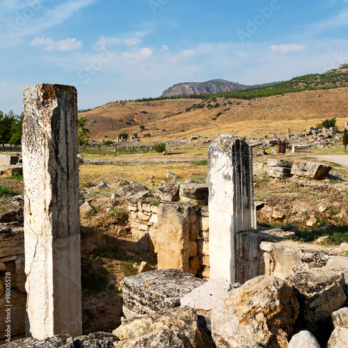 old construction column    and the roman temple history pamukkal photo