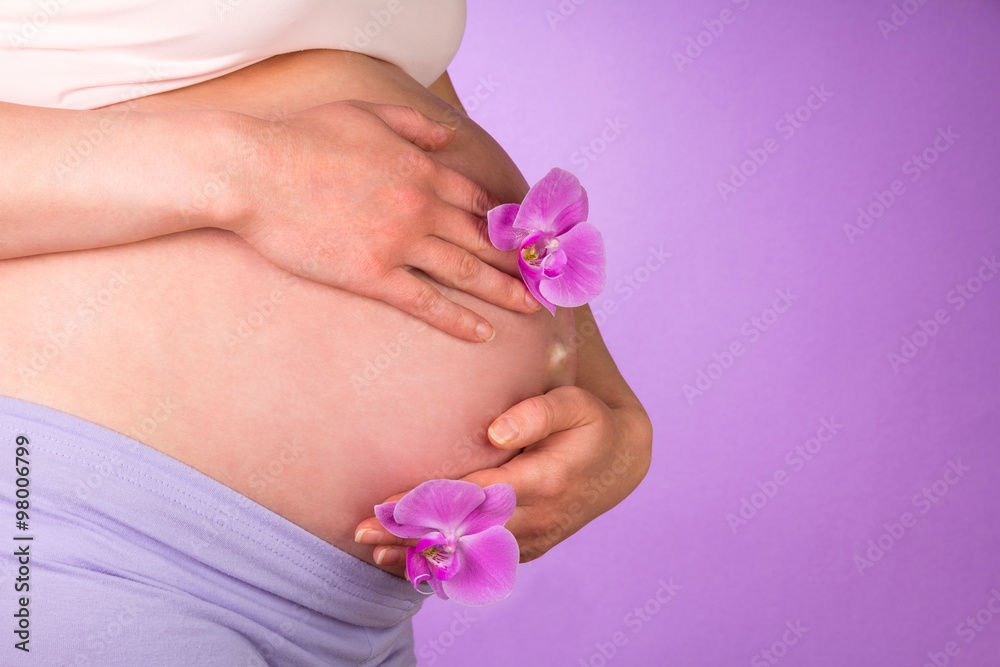 custom made wallpaper toronto digitalPregnant belly with orchid flowers