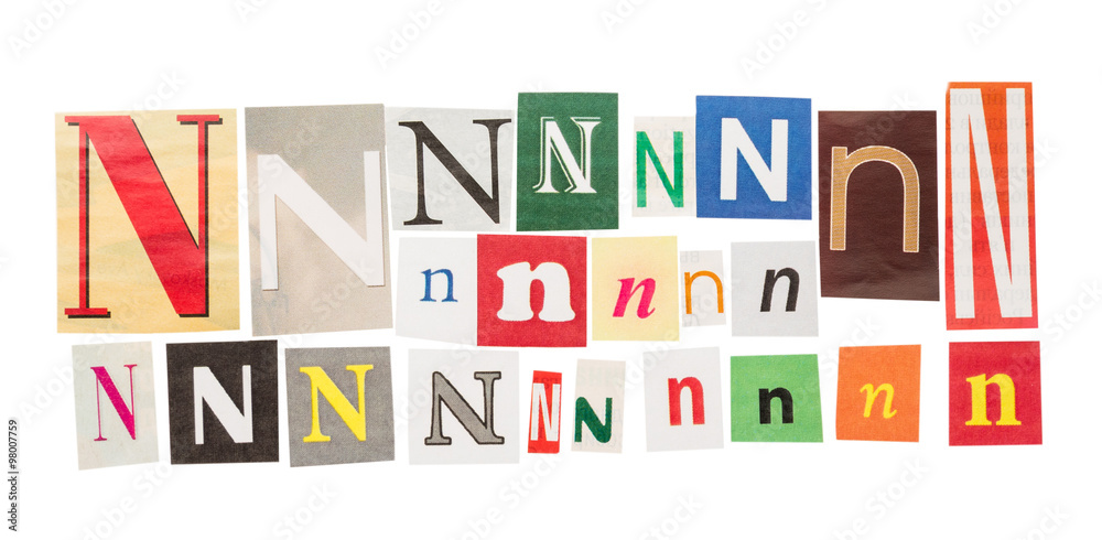 N inscription letters set N inscription letters set