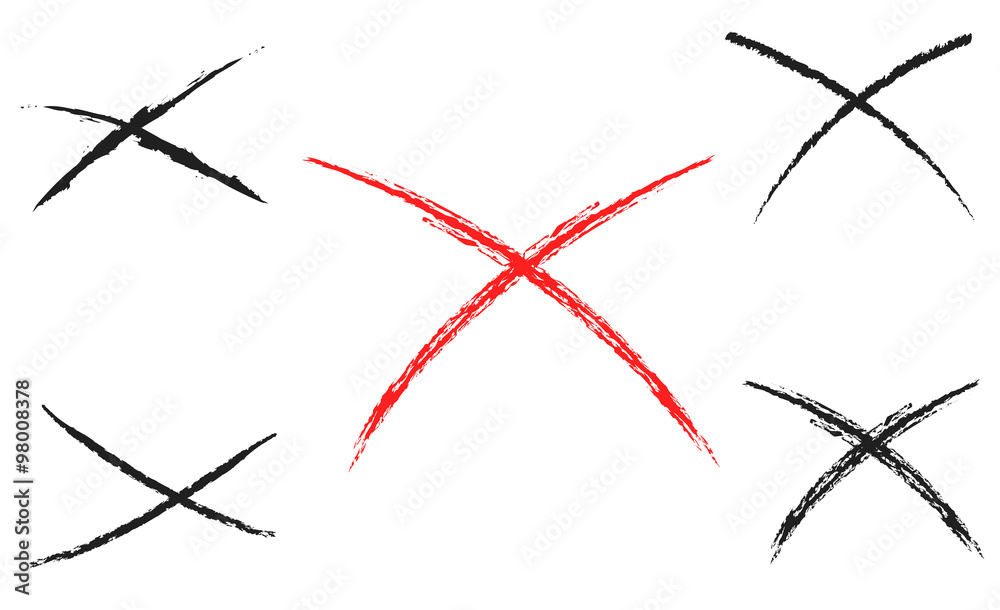 Chalk charcoal crosses vector set Chalk charcoal crosses vector set