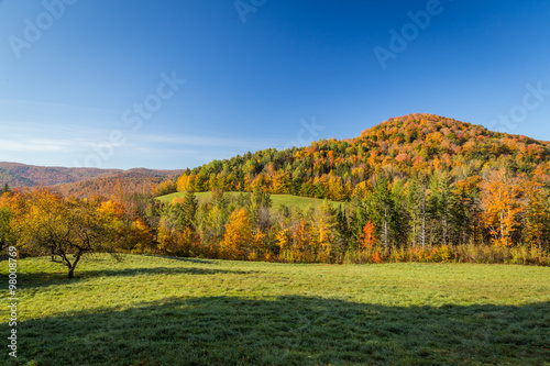 Falls foliage in Vermont countryside.