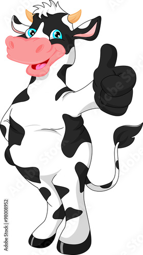 cute cow cartoon  thumb up