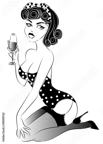 Sexy pin-up girl in lingerie