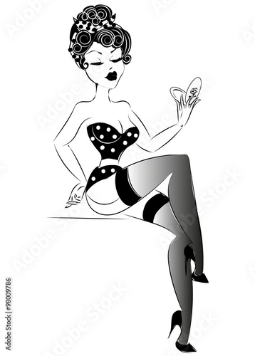 Sexy pin-up girl in lingerie