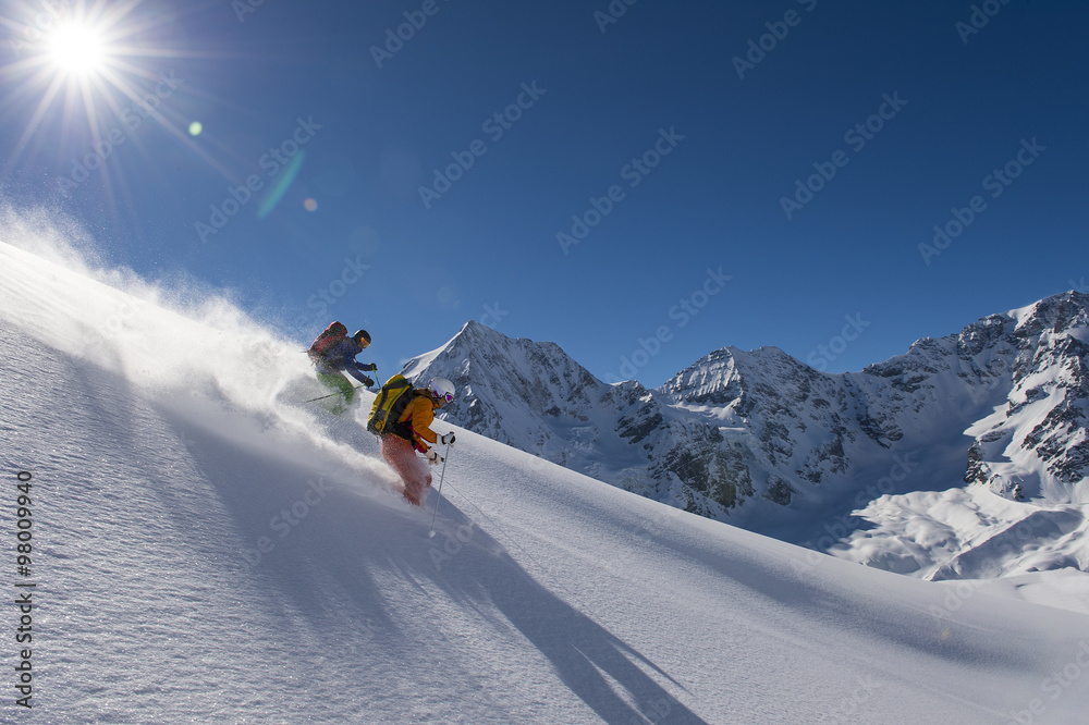 skitouring downhill - powder skiing
