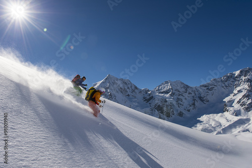 skitouring downhill - powder skiing