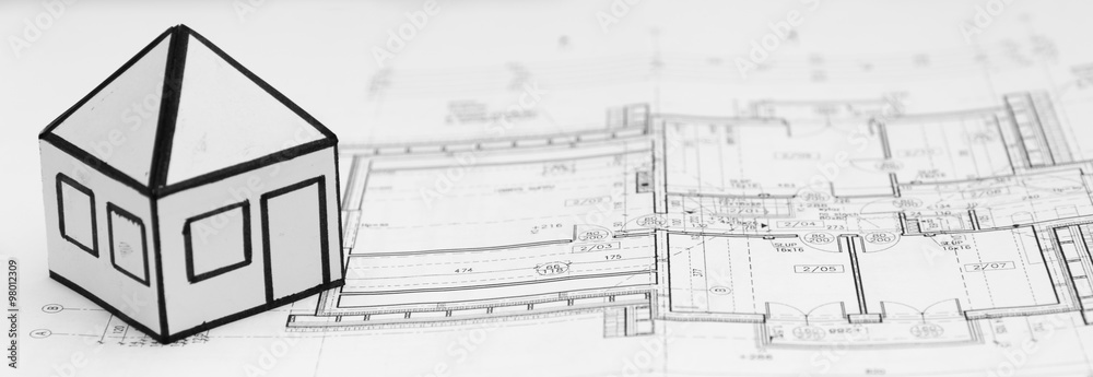 Fototapeta premium Pencil on architecture design drawings