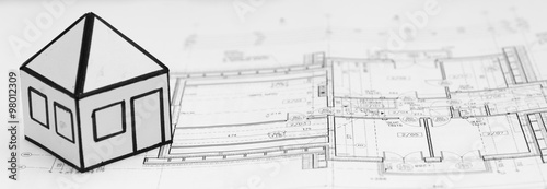 Pencil on architecture design drawings