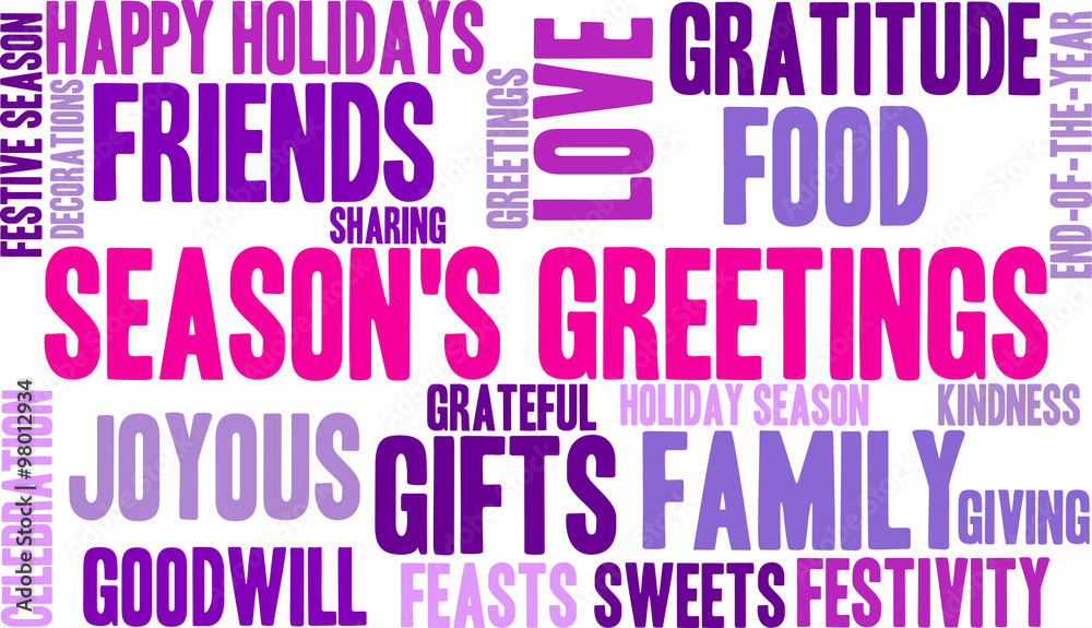 Obraz premium Season's Greetings word cloud on a white background. 