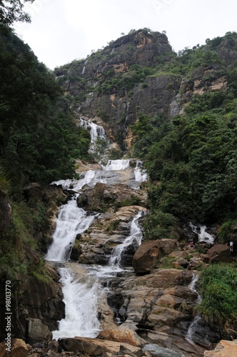 The waterfall in the deep forest near Nuwara Eliya.